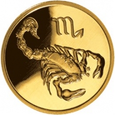 Золотая монета 50 рублей "Скорпион" Серия: Знаки зодиака. 7,78г., 2003г., Au 999